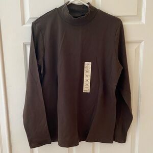 St John’s Bay Brown Mockneck Long Sleeve PM NWT